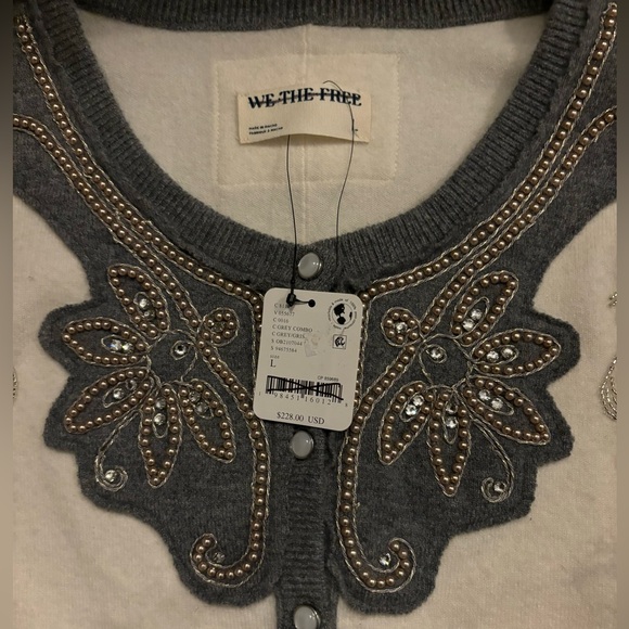 Free People We The Free Loui Embellished Cardi Size L NWT - Picture 5 of 5